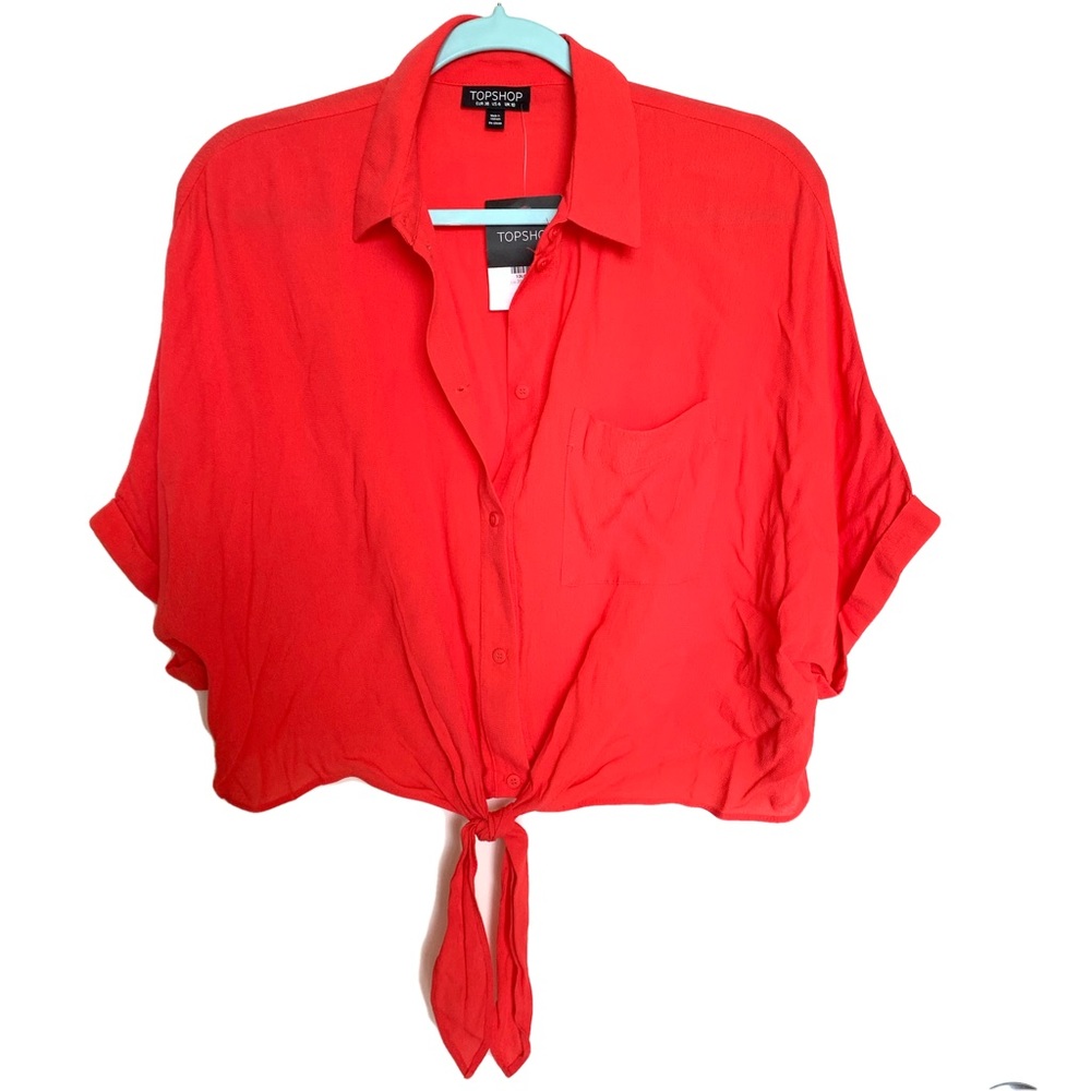 TopShop Tie Front Button Down Blouse